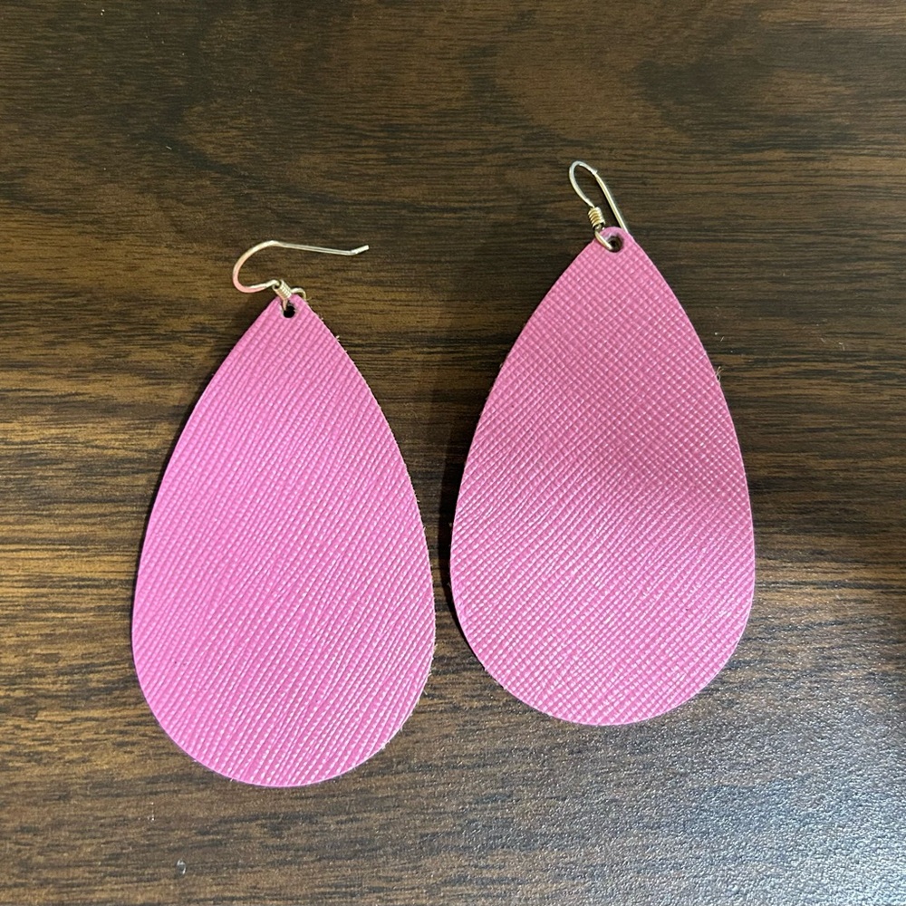 Leather pink earrings from Nickel & Suede